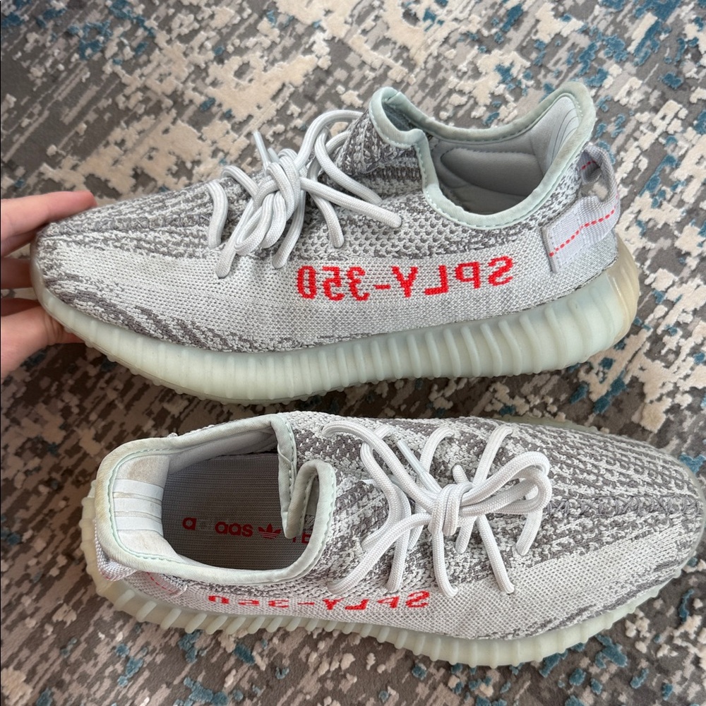 Yeezy Sneakers Gray with Red Accents